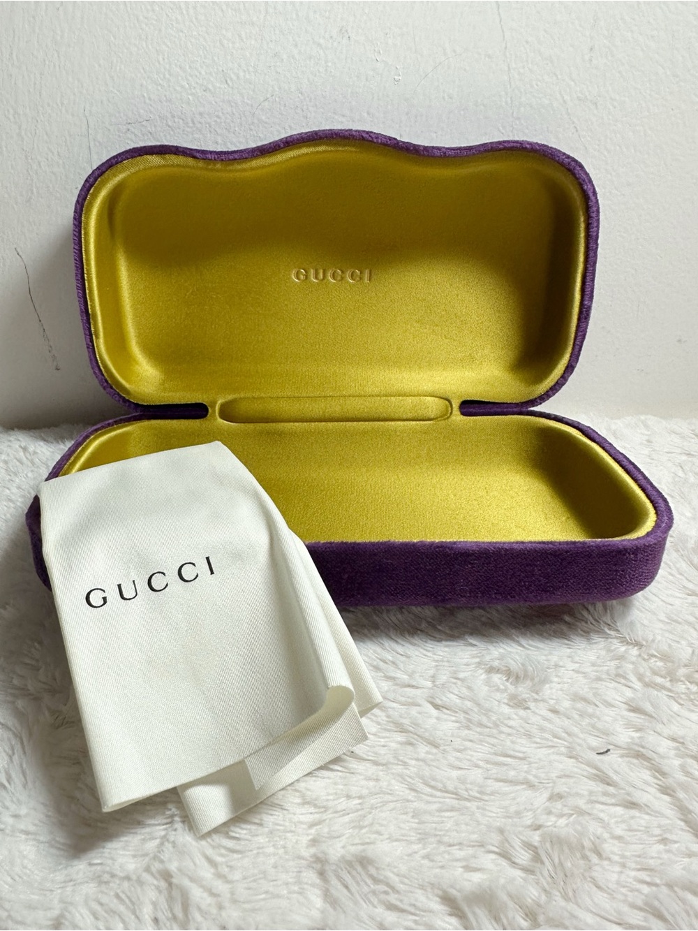 Purple Velvet Gucci Eyewear Case with Cloth